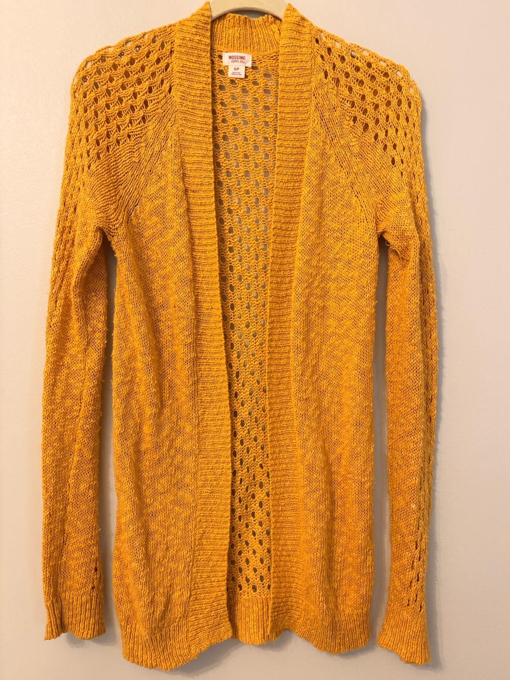 Mossimo Open Knit Long Sleeve Cardigan in Mustard Yellow Womens Size Small